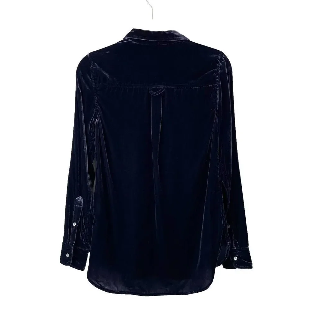 NEW J. Crew‎ Classic-fit velvet button down shirt Size 00  BN140  dark purple